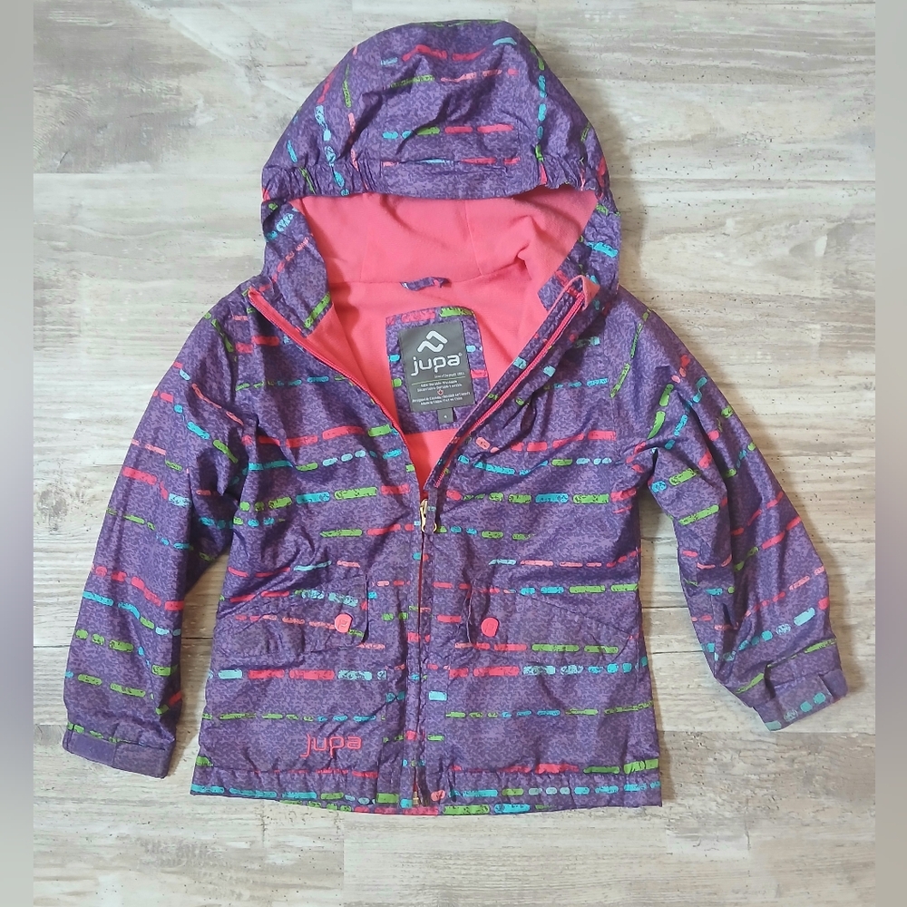 Jupa Girl's Purple Pink Vibrant Colorful Rain Spring/fall Jacket Size 4T